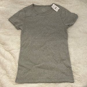 NWT JCrew Gray Fine Rib Cotton Tee Short Sleeve
